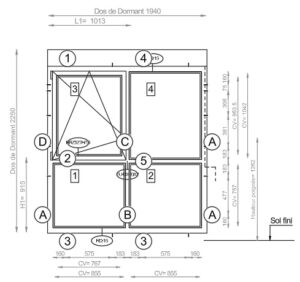 Dessin d'élévation menuiserie PVC, Bois, Aluminium.