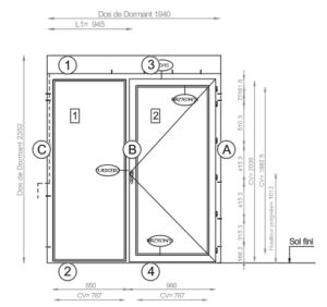 Dessin d'élévation menuiserie PVC, Bois, Aluminium.